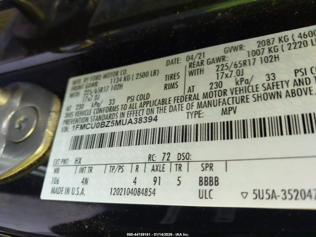 2021 FORD ESCAPE 1FMCU0BZ5MUA38394 Photo 8