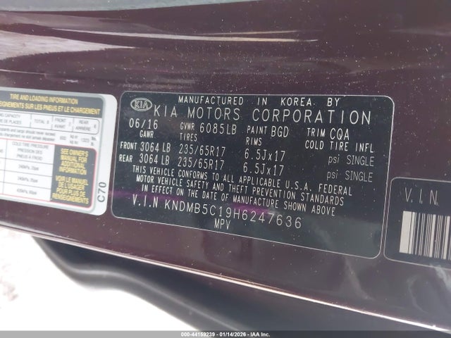 KIA SEDONA LX 2017 KNDMB5C19H6247636 Image 9