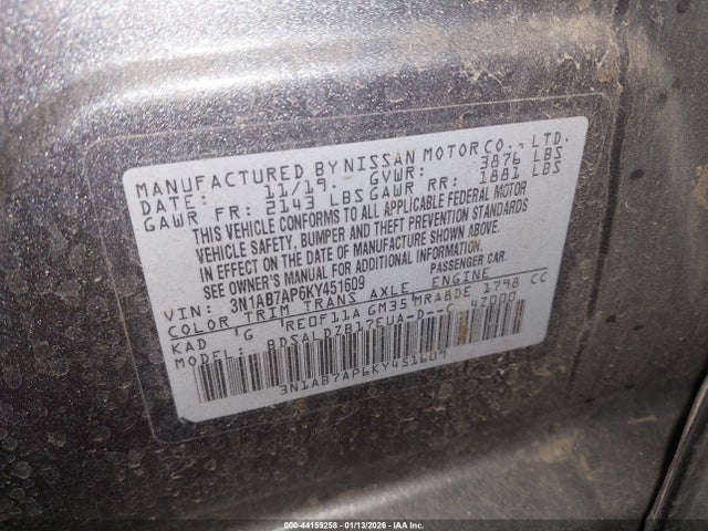 Nissan SENTRA SV 2019 3N1AB7AP6KY451609 Image 9