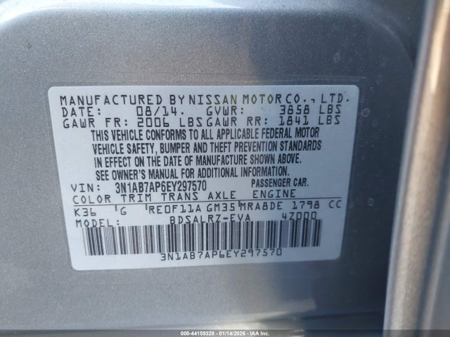 3N1AB7AP6EY297570 Nissan SENTRA SR