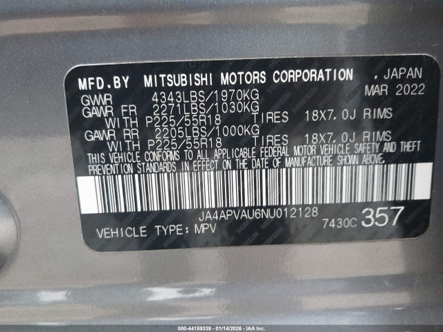 2022 MITSUBISHI OUTLANDER SPORT JA4APVAU6NU012128 Photo 8