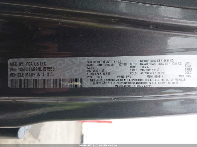 2022 JEEP GLADIATOR 1C6HJTAG9NL157553 Photo 8