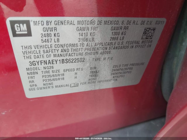 2011 CADILLAC SRX 3GYFNAEY1BS622502 Photo 8