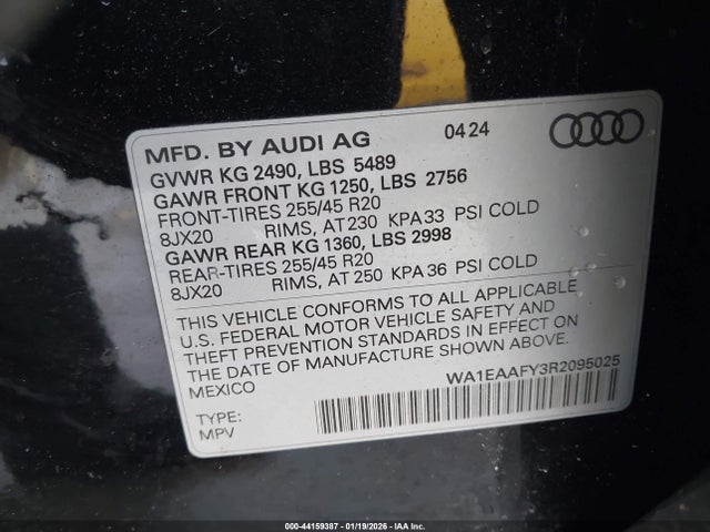 WA1EAAFY3R2095025 Audi Q5 Premium Plus 45 Tfsi S Line Quattro