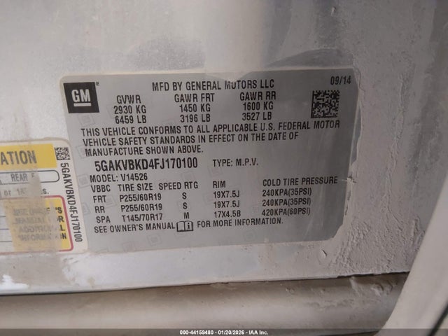 Buick Enclave Leather 2015 5GAKVBKD4FJ170100 Image 9