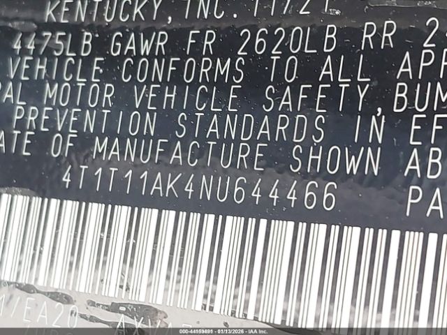 2022 TOYOTA CAMRY 4T1T11AK4NU644466 Photo 8