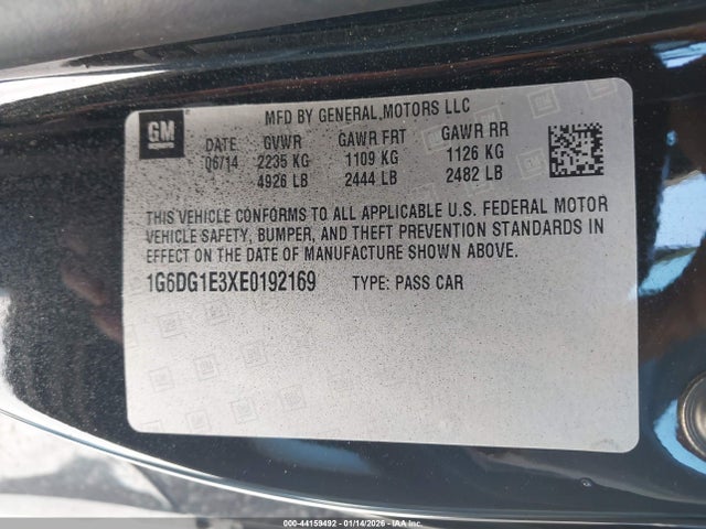 2014 CADILLAC CTS 1G6DG1E3XE0192169 Photo 8