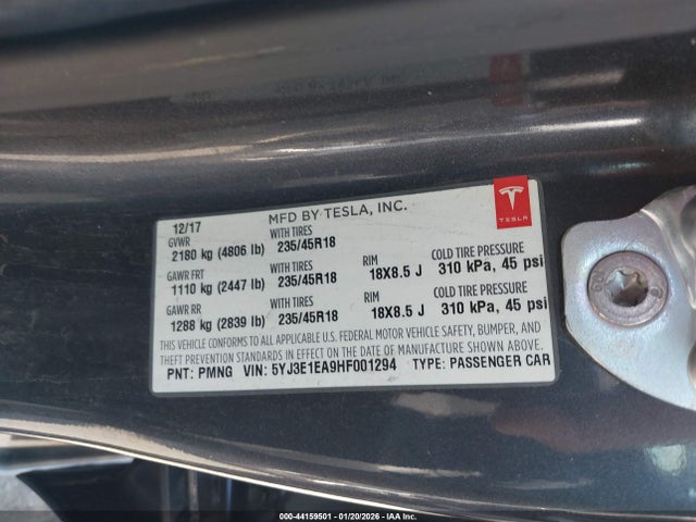2017 TESLA MODEL 3 5YJ3E1EA9HF001294 Photo 8