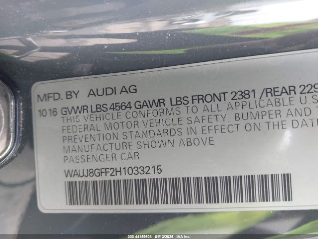 2017 AUDI A3 WAUJ8GFF2H1033215 Photo 8