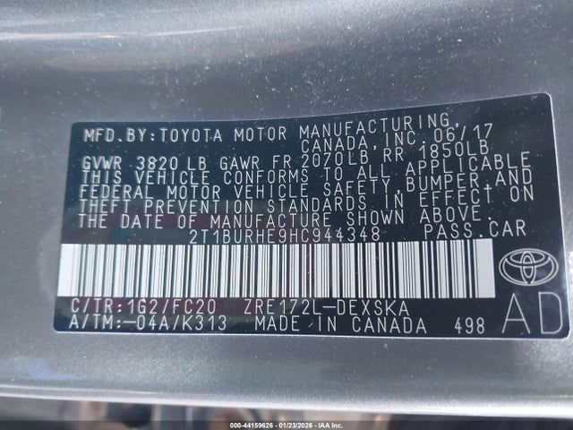 2017 TOYOTA COROLLA 2T1BURHE9HC944348 Photo 8