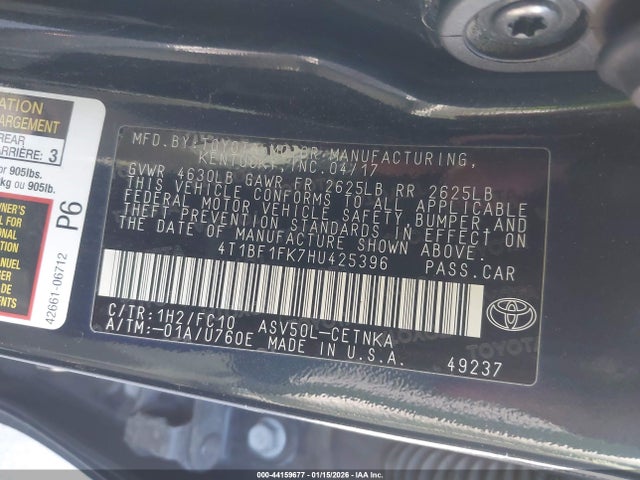 Toyota CAMRY LE 2017 4T1BF1FK7HU425396 Image 9
