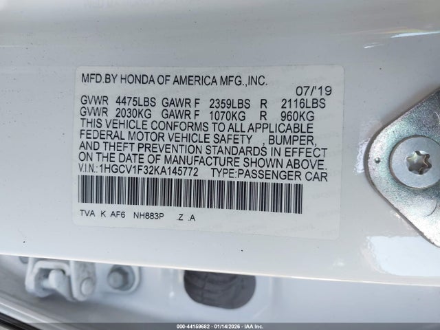 1HGCV1F32KA145772 Honda Accord Sport