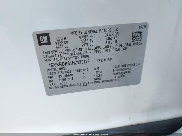 2017 CADILLAC XT5 1GYKNDRS1HZ130179 Photo 8