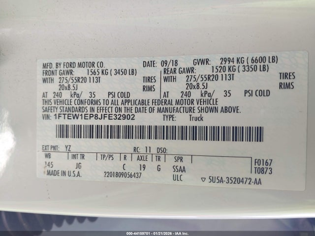 Ford F-150 Xl 2018 1FTEW1EP8JFE32902 Image 9