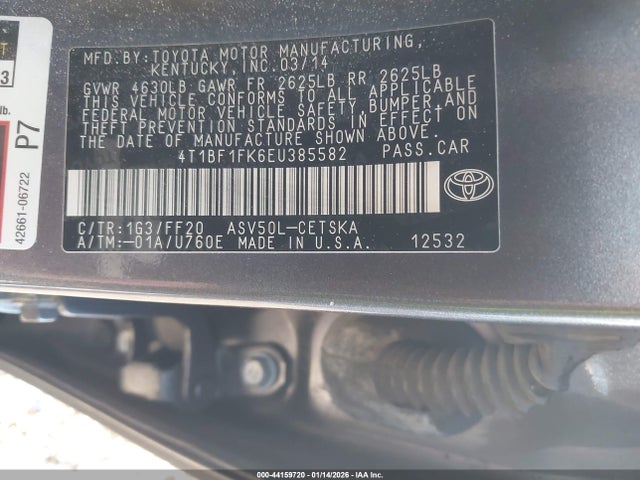 4T1BF1FK6EU385582 Toyota CAMRY SE