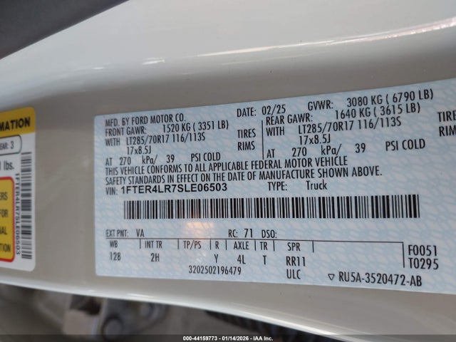 1FTER4LR7SLE06503 Ford Ranger Raptor