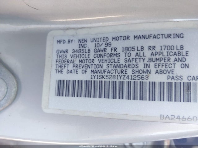 2000 CHEVROLET PRIZM 1Y1SK5281YZ412563 Photo 8