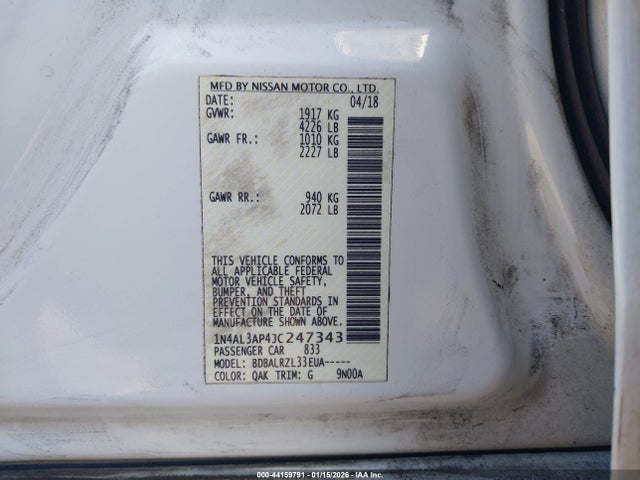 1N4AL3AP4JC247343 Nissan Altima 2.5 Sl