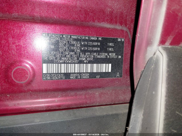 2T3DWRFV5KW034957 Toyota Rav4 Hybrid Limited