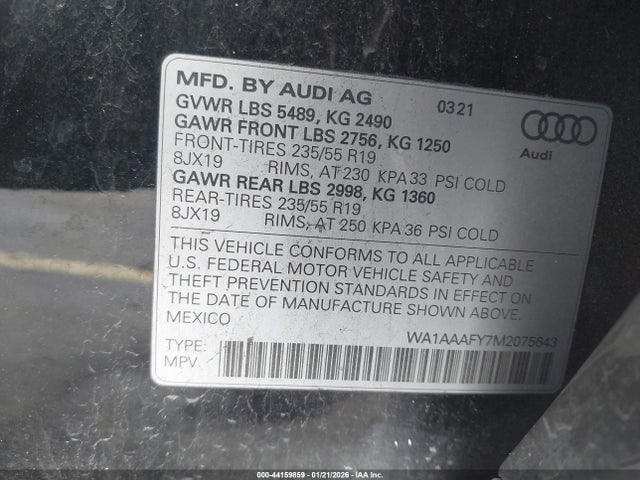 2021 AUDI Q5 WA1AAAFY7M2075643 Photo 8