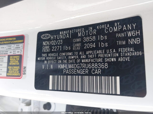 44159872 :رقم المزاد ، KMHLM4DG7RU688368 vin ، 2024 Hyundai Elantra Sel مزاد بيع