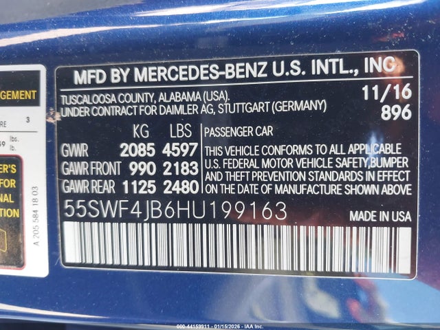 55SWF4JB6HU199163 Mercedes-Benz C 300
