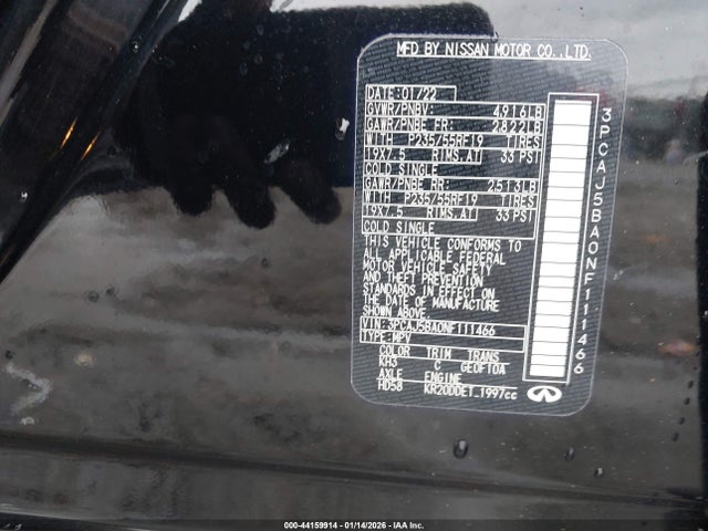 Aukcja sprzedaży 2022 Infiniti Qx50 Luxe, vin: 3PCAJ5BA0NF111466, numer aukcji: 44159914