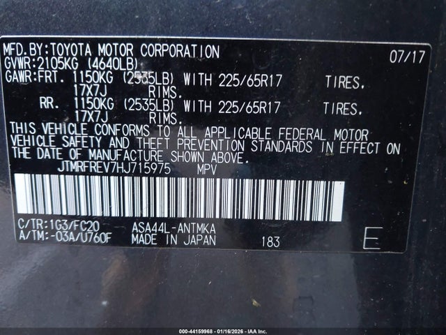 Toyota Rav4 Xle 2017 JTMRFREV7HJ715975 Image 9