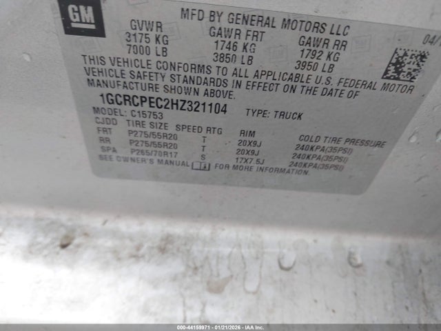 Chevrolet Silverado 1500 Custom 2017 1GCRCPEC2HZ321104 Image 9