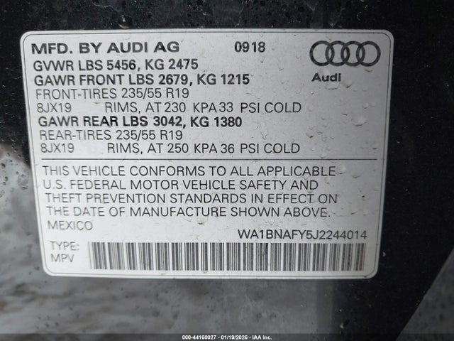 2018 AUDI Q5 WA1BNAFY5J2244014 Photo 8
