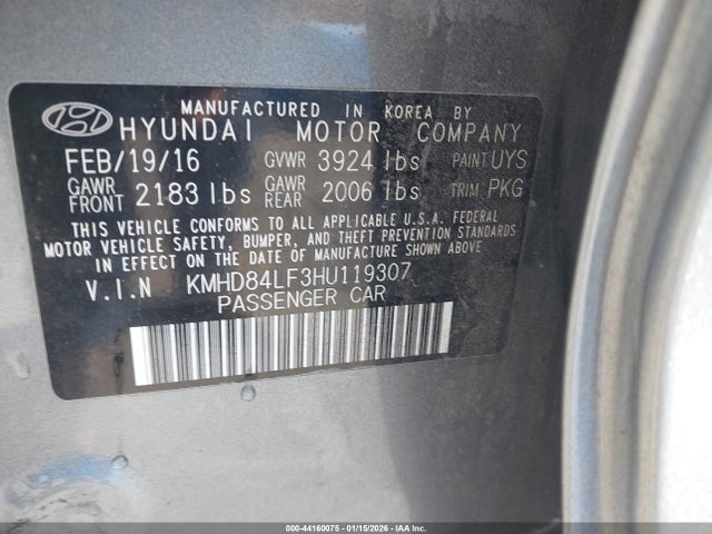 Aukcja sprzedaży 2017 Hyundai Elantra Limited, vin: KMHD84LF3HU119307, numer aukcji: 44160075
