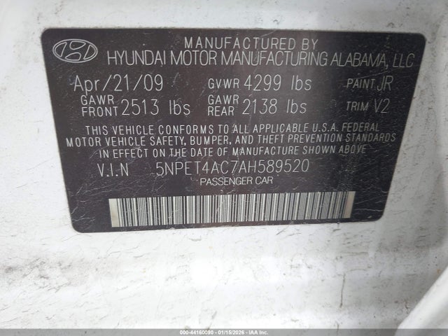 2010 HYUNDAI SONATA 5NPET4AC7AH589520 Photo 8