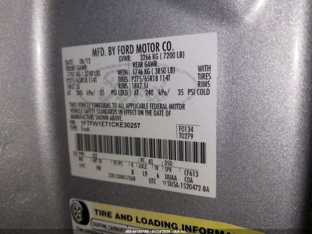 2012 FORD F-150 1FTFW1ET1CKE30257 Photo 8