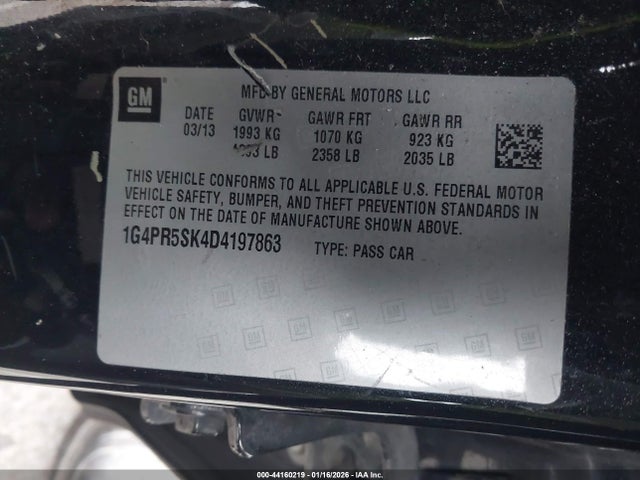 Продаж на аукціоні авто 2013 Buick Verano Convenience Group, vin: 1G4PR5SK4D4197863, номер лоту: 44160219
