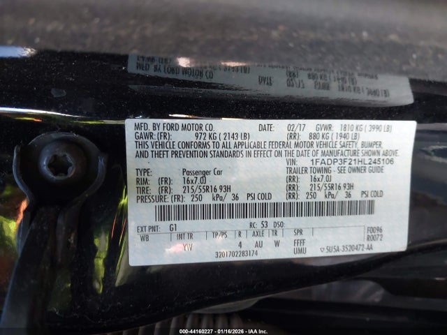 2017 FORD FOCUS 1FADP3F21HL245106 Photo 8