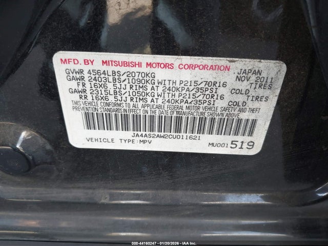 2012 MITSUBISHI OUTLANDER JA4AS2AW2CU011621 Photo 8