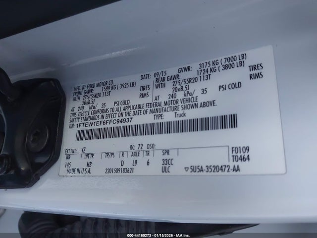 1FTEW1EF6FFC94937 Ford F-150 Lariat