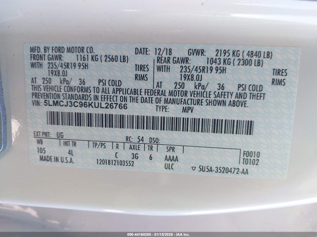 Lincoln Mkc Reserve 2019 5LMCJ3C96KUL26766 Image 9