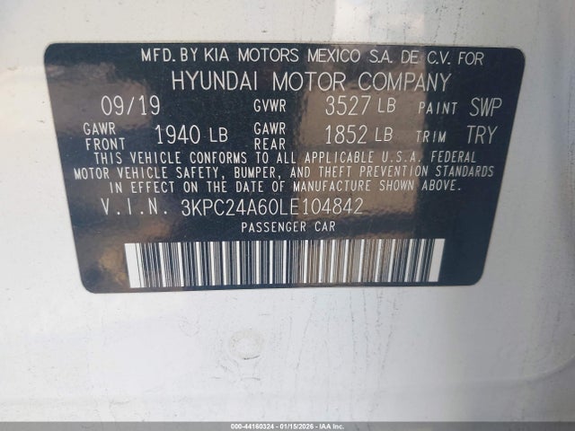 2020 HYUNDAI ACCENT 3KPC24A60LE104842 Photo 8