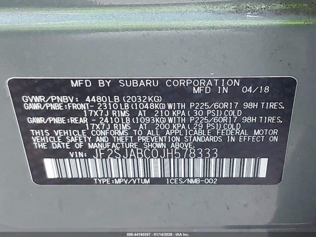 JF2SJABC0JH578333 Subaru Forester 2.5i