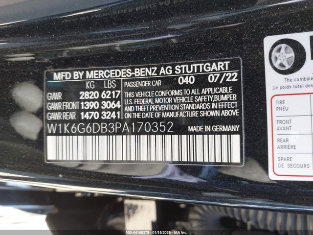 W1K6G6DB3PA170352 Mercedes-Benz S 500 4matic