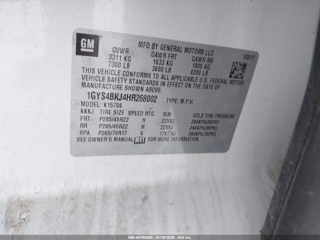 2017 CADILLAC ESCALADE 1GYS4BKJ4HR268002 Photo 8