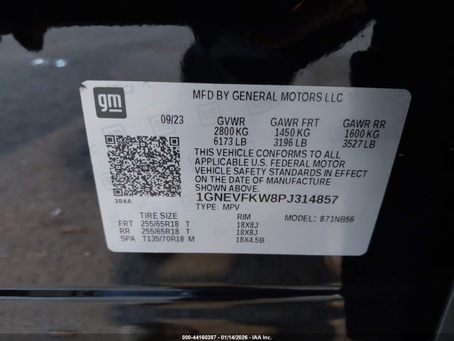 1GNEVFKW8PJ314857 Chevrolet Traverse Awd Ls