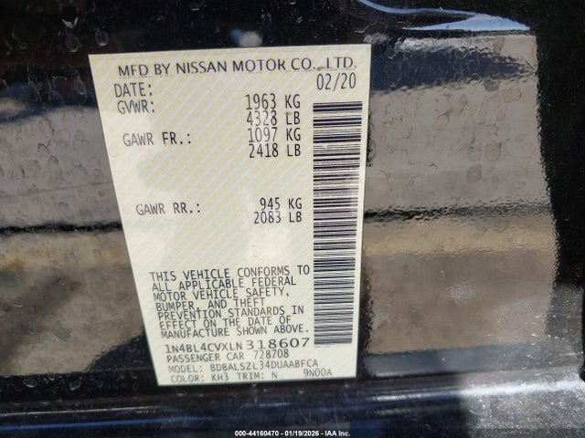 1N4BL4CVXLN318607 Nissan Altima Sr Fwd