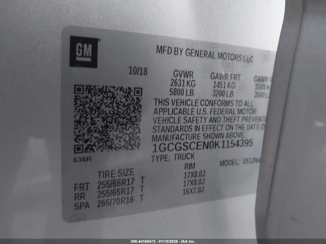 1GCGSCEN0K1154395 Chevrolet Colorado Lt