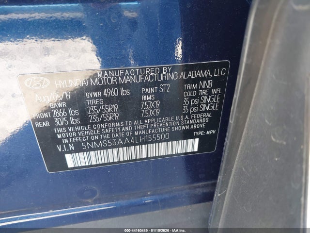 5NMS53AA4LH155500 Hyundai Santa Fe Limited 2.0t