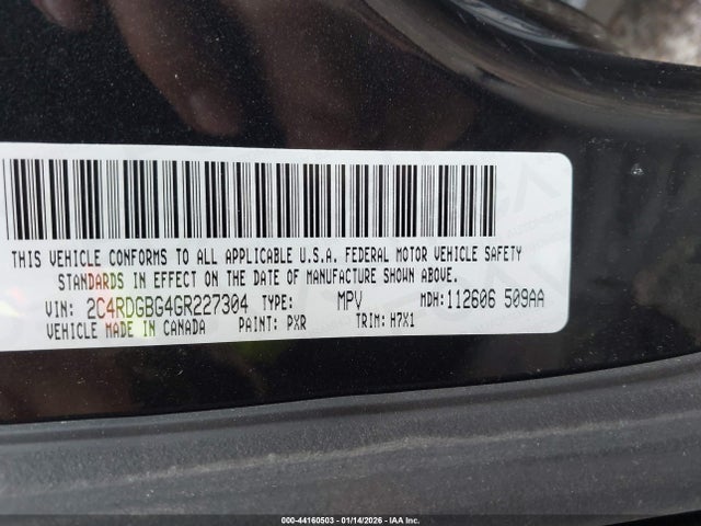 Aukcja sprzedaży 2016 Dodge Grand Caravan American Value Pkg, vin: 2C4RDGBG4GR227304, numer aukcji: 44160503