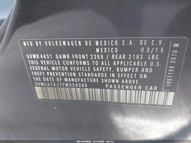 Продаж на аукціоні авто 2015 Volkswagen Jetta 2.0l Tdi Sel, vin: 3VWLA7AJ7FM324205, номер лоту: 44160526
