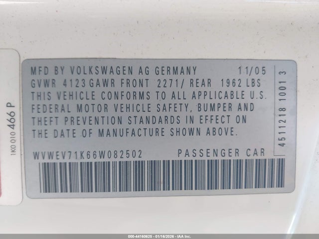 2006 VOLKSWAGEN GTI WVWEV71K66W082502 Photo 8