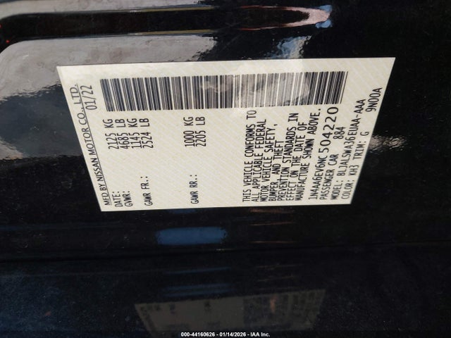 Nissan Maxima Sr Xtronic Cvt 2022 1N4AA6EV6NC504220 Image 9